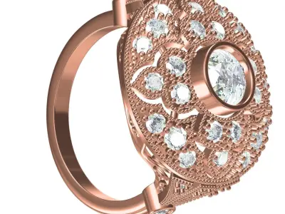 Floral Design Vintage Wedding Ring 3D print model