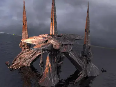 Sci fi Alien Mushroom Cliffs  3D model