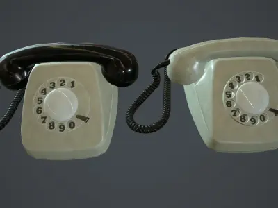 Retro Telephone PBR Game Ready Low-poly 3D model