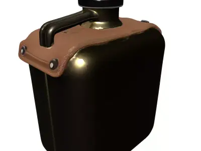 Military Style Water Canteen Bottle Low-poly 3D model