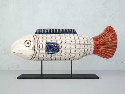 African wooden fish 2 3D model