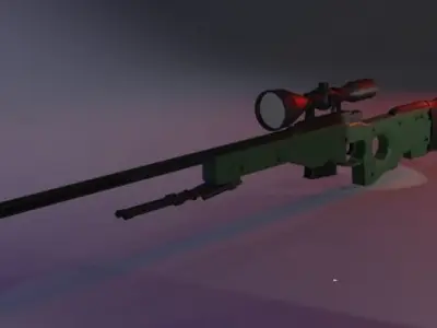 Sniper rifle AWP Low-poly 3D model