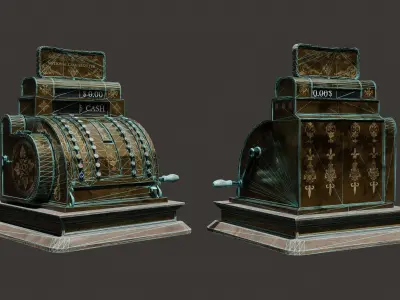Old Antique Cash Register Low-poly 3D model