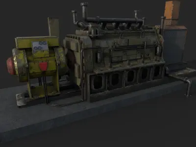 Diesel Generator Old Low-poly 3D model