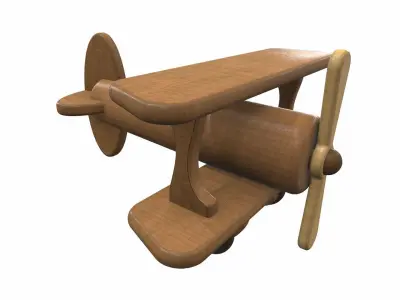 Wooden airplane toy 2 Free 3D model