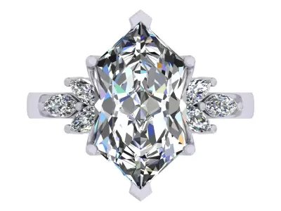 Hexagonal Stone Engagement Ring 3D print model purchase