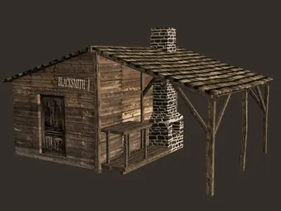 Blacksmith workshop Low-poly 3D model