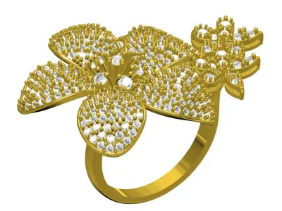Antique Diamond Flower Cocktail Ring 3D print model