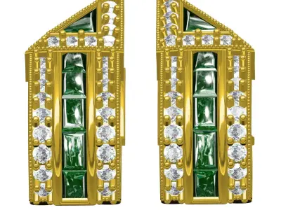 Antique Art Deco Diamond Earring 2 3D print model