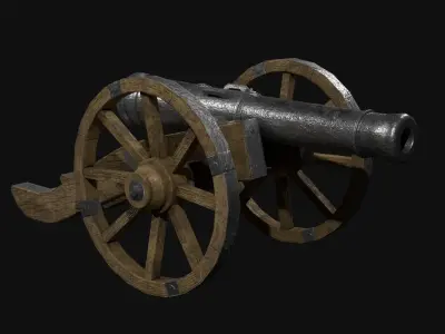 Field cannon 17th century Low-poly 3D model