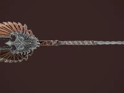 Rune staff Low-poly 3D model