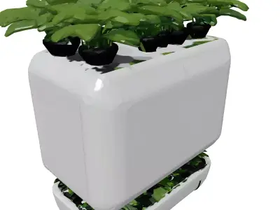 Modern SciFi Wall Planter with Lights 3D model
