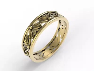 Antique Floral Wedding Band 3D print model
