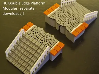 Double Edge Platform front stairs 1-87 FDM color 3D print model