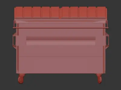 a 3D model of a dumpster rendered in a 3D modeling software Low-poly 3D model