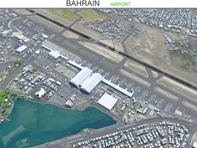 Bahrain Airport 10km Low-poly 3D model