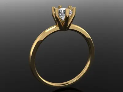 Dainty Solitaire 6 Prong Engagement Ring 5MM 3D print model