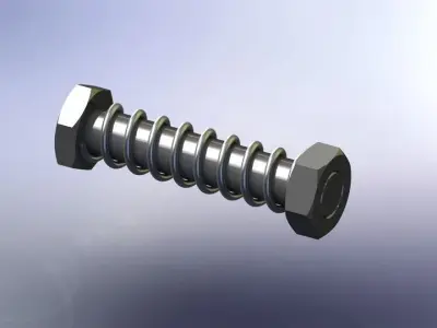 Spring with nut and bolt Free 3D model