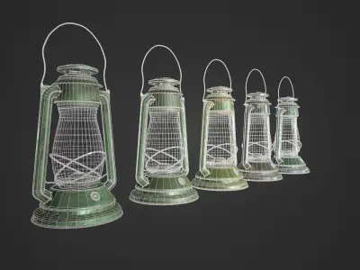 Old Lamp Kerosene - 5 Texture Sets - PBR - Game Ready  Low-poly 3D model
