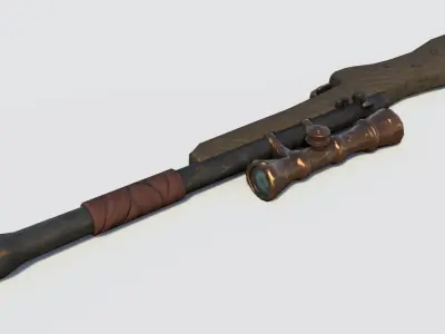 Handpainted Fantasy Gun Low-poly 3D model