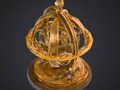 Antique Astronomical Orrery Low-poly 3D model