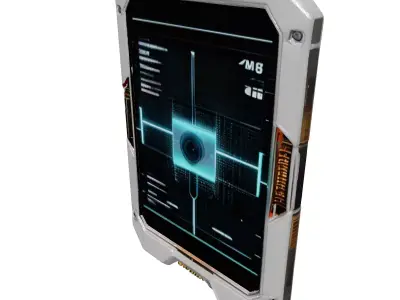 SciFi Data Pad with Cracked Screen 3D model purchase
