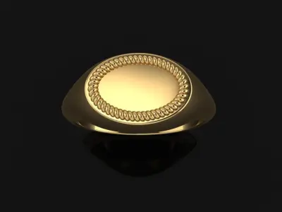 DAINTY SIDE OVAL SIGNET RING ROPE TWIST MIX SIZE 3D print model