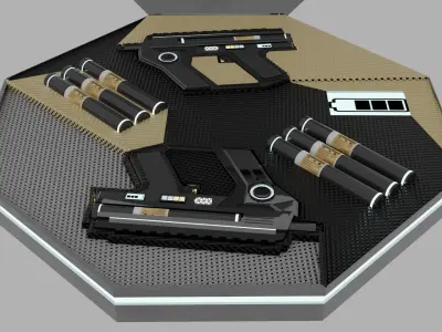 Dual Battery powered smgs Low-poly 3D model