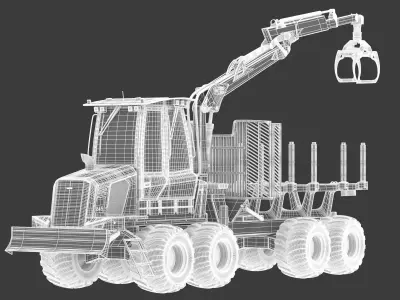 Komatsu 845-1 Forestry Forwarder Logging Machine 3D model
