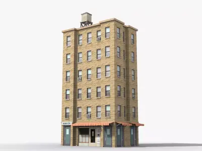 Apartment Building x20 Low-poly 3D model
