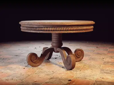 Worn Antique Wooden Table 3D model