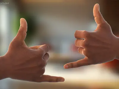 Black Male Arms Set in Hang Loose Pose 3D model