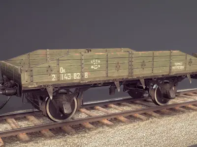 Armored Train JDP20TU railway platform 18T Low-poly 3D model