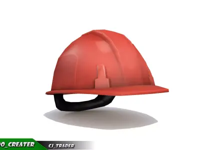 Worker Helmet Red Safety Helmet Lowpoly 3d model Low-poly 3D model