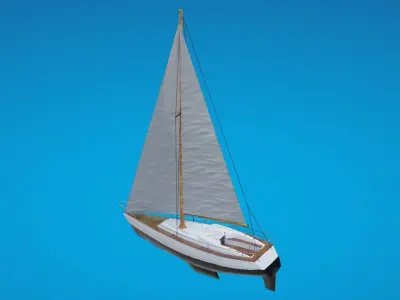 Modern Sail boat Low-poly 3D model