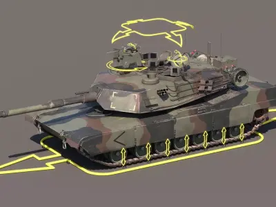 M1A2 Abrams Camo Rigged 3D model