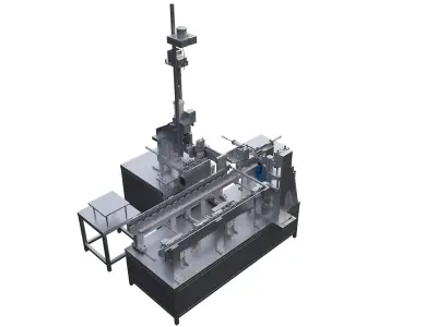 Assembly machine for installing plugs on pipe parts 3D model