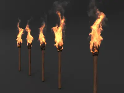 Volumetric Handheld Torch Flame VDB Set for Blender 3D model