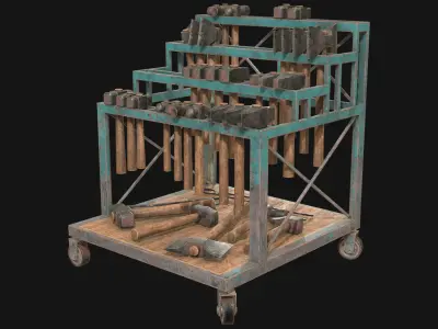 Ironwork Tools Rack 3 Low-poly 3D model