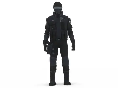  SWAT Soldier 3D Model Tactical Urban Assault Unit Low-poly 3D model