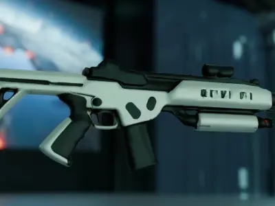 Game Ready Sci-Fi Assault Rifle with Scope  FPS Games Low Poly Low-poly 3D model