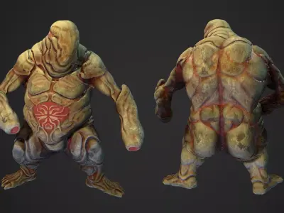Alien Gunner Horror - 3D character enemy npc lowpoly game ready Low-poly 3D model