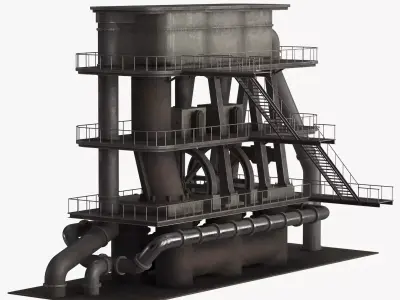 Industrial Pipes v6 Low-poly 3D model