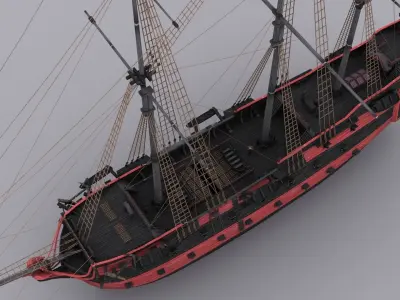 Black Frigate Low-poly 3D model