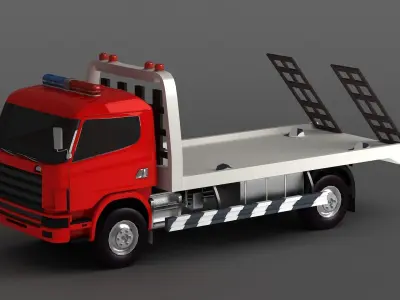 truck lorry urban trailer vehicle semi tow evacuator 3D model
