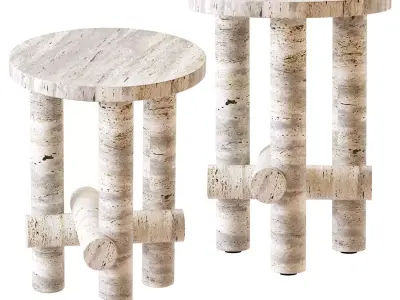Ensemble of Travertine Side Tables by Clement Brazille 3D model