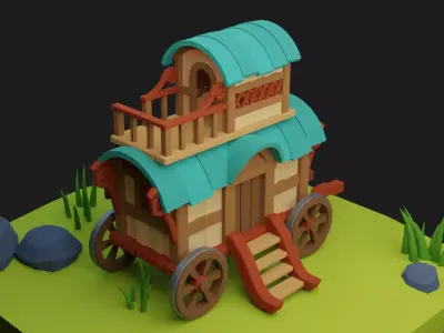Low poly Wagon Low-poly 3D model purchase
