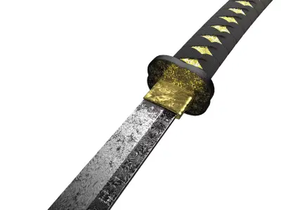 Damascus Katana Low-poly 3D model