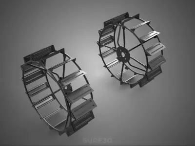 METAL MILD STEEL IRON CAGE WHEEL TRACTOR TYRE TIRE RIM SPADE LUG 3D model