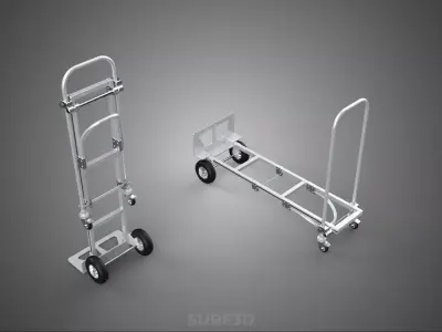 CONVERTIBLE FOLDING METAL HAND TRUCK PLATFORM TROLLEY CART DOLLY 3D model